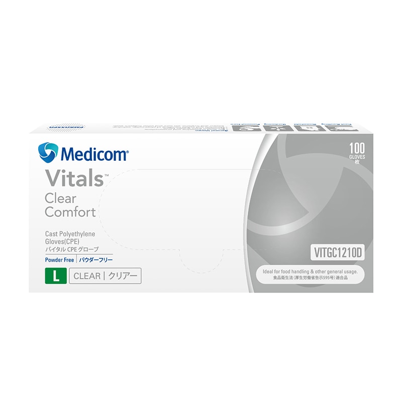 メディコムジャパン バイタル CPEグローブ クリアー L 100枚入 VITGC1210D 1枚/箱（ご注文単位10箱）【直送品】
