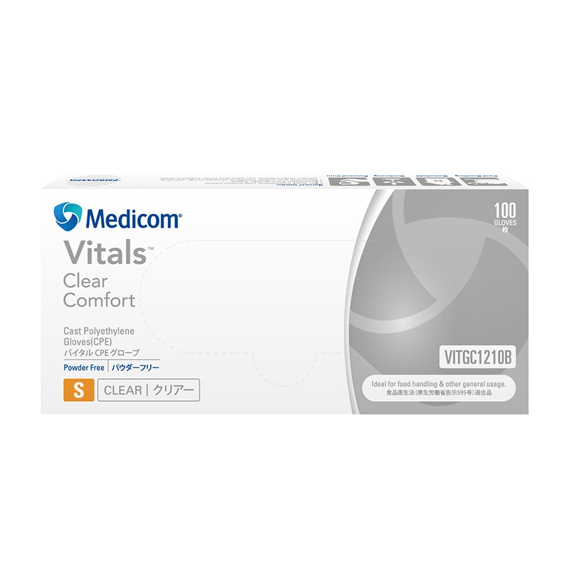 メディコムジャパン バイタル CPEグローブ クリアー S 100枚入 VITGC1210B 1枚/箱（ご注文単位10箱）【直送品】