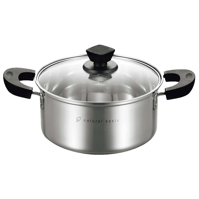 18-8　ナチュラルベーシック　深型両手鍋 20cm　NBP-20  1個（ご注文単位1個）【直送品】