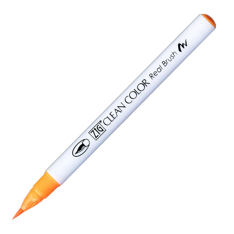 呉竹 ZIG クリーンカラーリアルブラッシュ No.002 蛍光オレンジ RB-6000AT-002 1本(ご注文単位3本)【直送品】