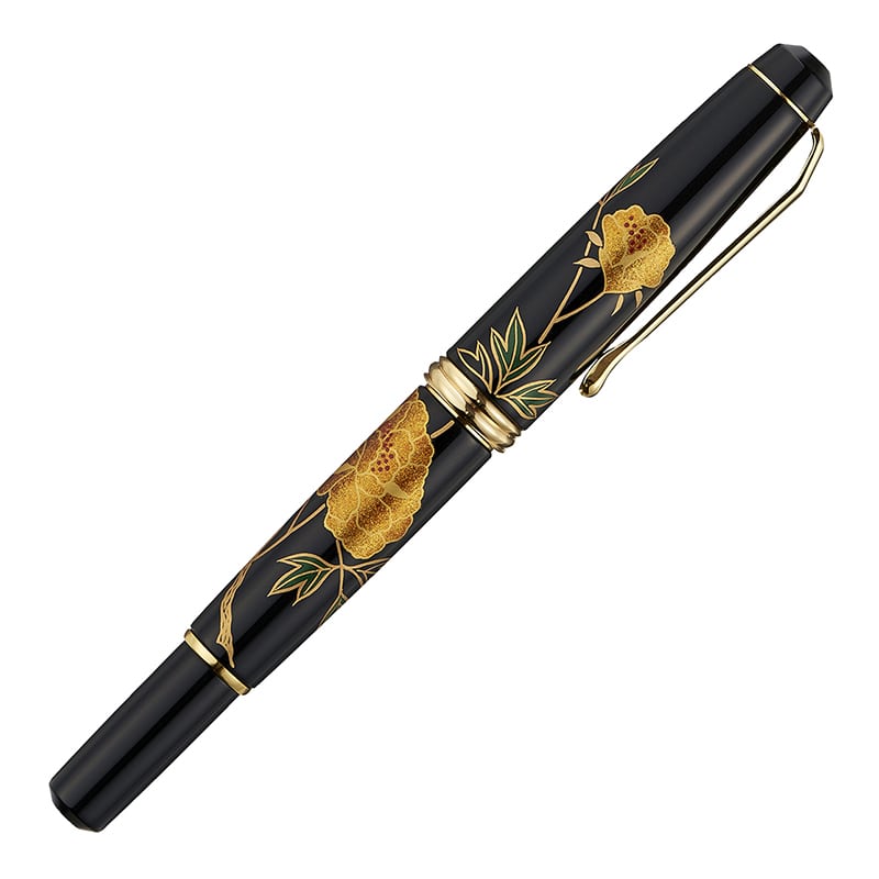 呉竹 万年毛筆　夢銀河　山中塗蒔絵　華やぎの牡丹 中字 DAY140-50 1個（ご注文単位1個）【直送品】