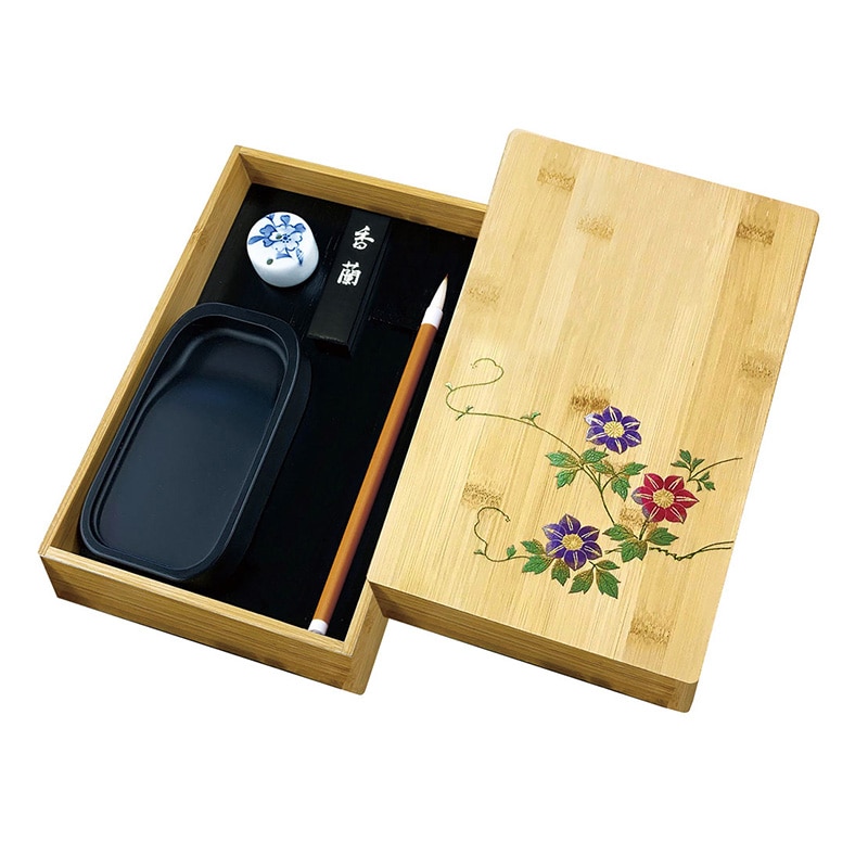 呉竹 硯箱セット 竹製 鉄仙蒔絵 KB718-900 1個(ご注文単位1個)【直送品】