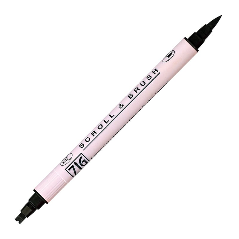 呉竹 水性マーカー　ZIG　メモリーシステム スクロール＆ブラッシュ　ピュアブラック MS-5000-010 1本（ご注文単位6本）【直送品】