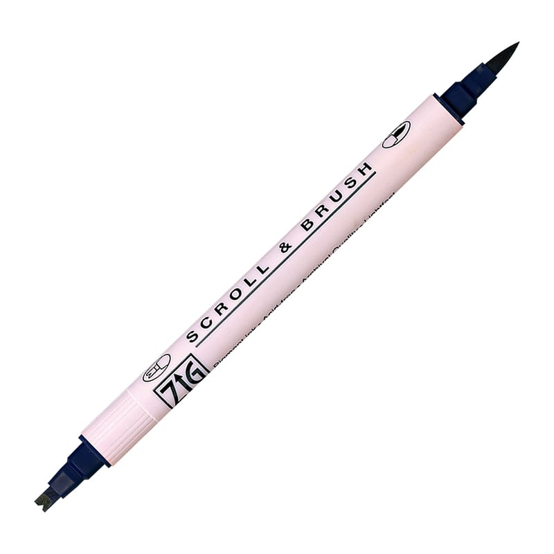 呉竹 水性マーカー　ZIG　メモリーシステム スクロール＆ブラッシュ　ネイビー MS-5000-035 1本（ご注文単位6本）【直送品】