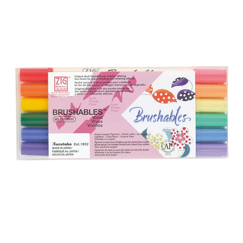 呉竹 水性マーカー　ZIG　メモリーシステム ブラッシャブルズ6V　VVID MS-7700／6VVI 1個（ご注文単位10個）【直送品】