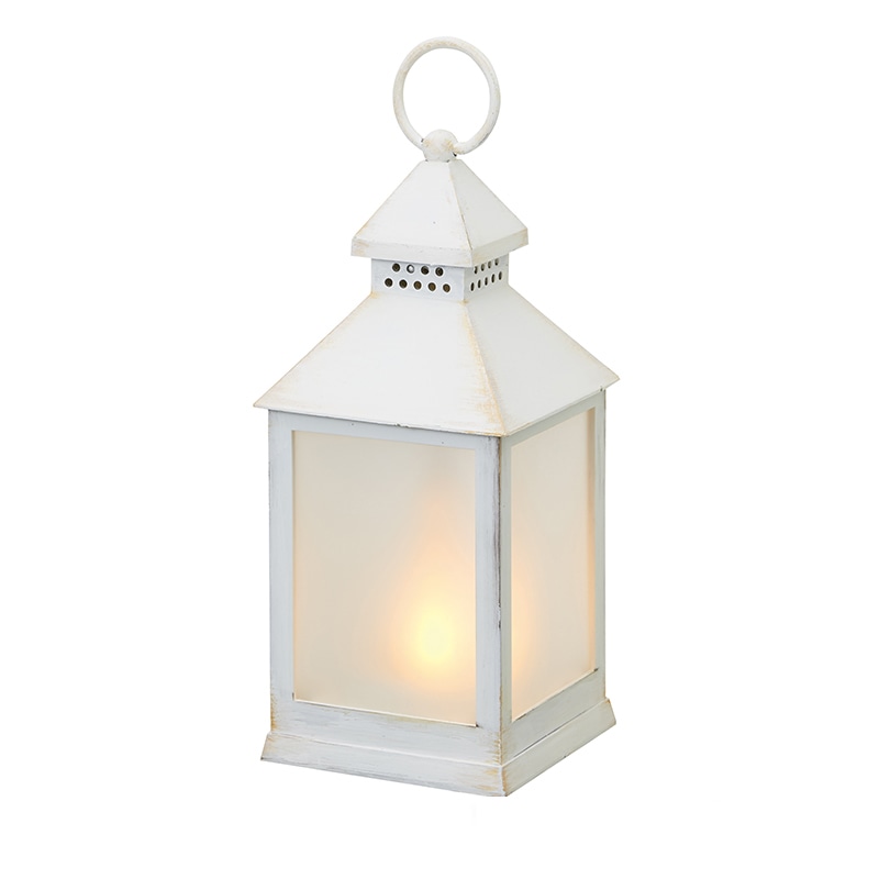 カメヤマ LED　イルミネライト　ミニファイヤーランタン アンティークホワイト PE6600005AW 1個（ご注文単位6個）【直送品】