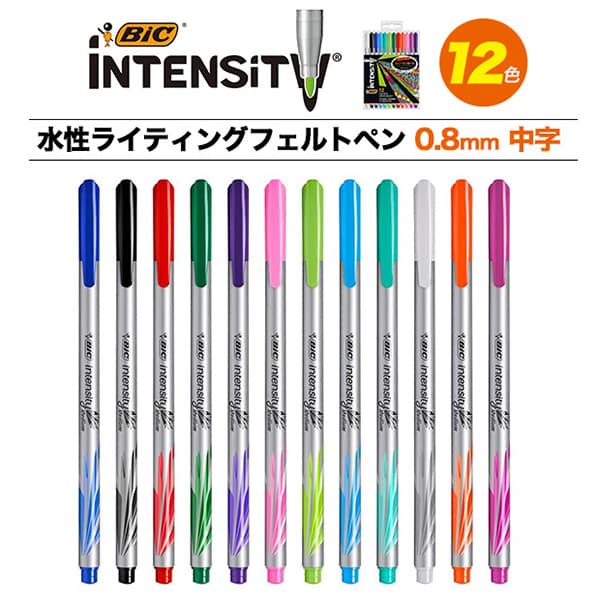 インテンシティ 水性ミディアムフェルトペン 12色  1セット（ご注文単位1セット）【直送品】