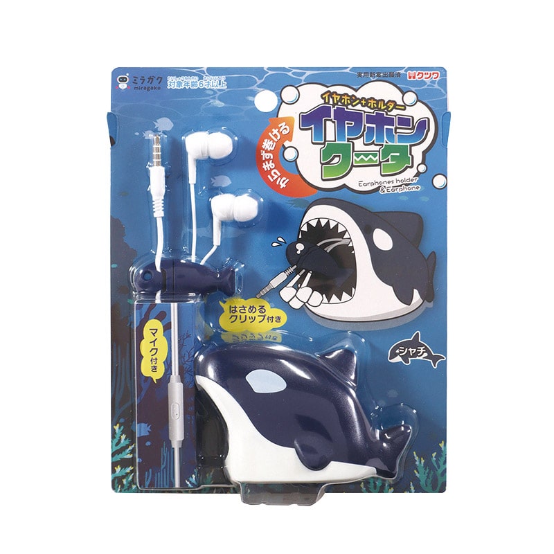 クツワ イヤホン+ホルダー MT018C シャチ 1個(ご注文単位5個)【直送品】
