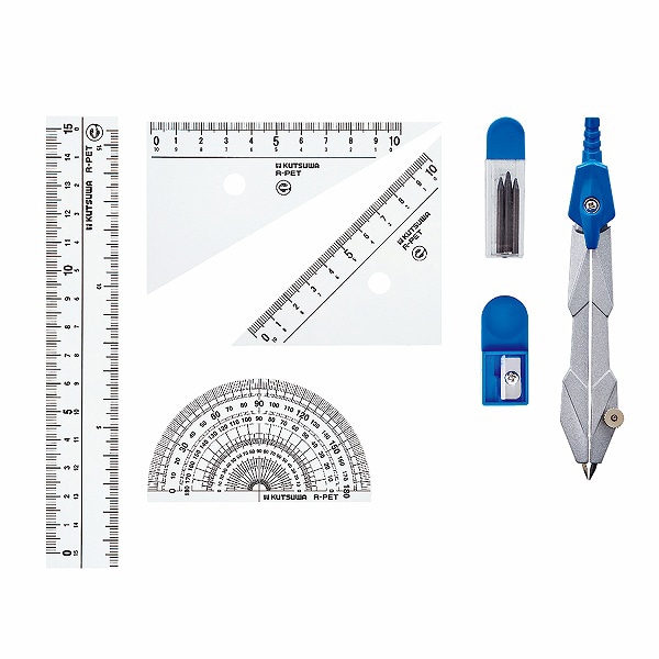 クツワ 再生PET定規セット コンパス付 AP036 1個(ご注文単位5個)【直送品】