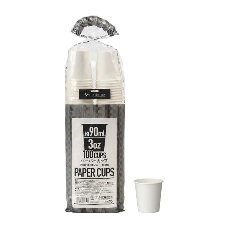 サンナップ ペーパーカップ 90ml 3oz 100個 C90100AW 1パック（ご注文単位30パック）【直送品】