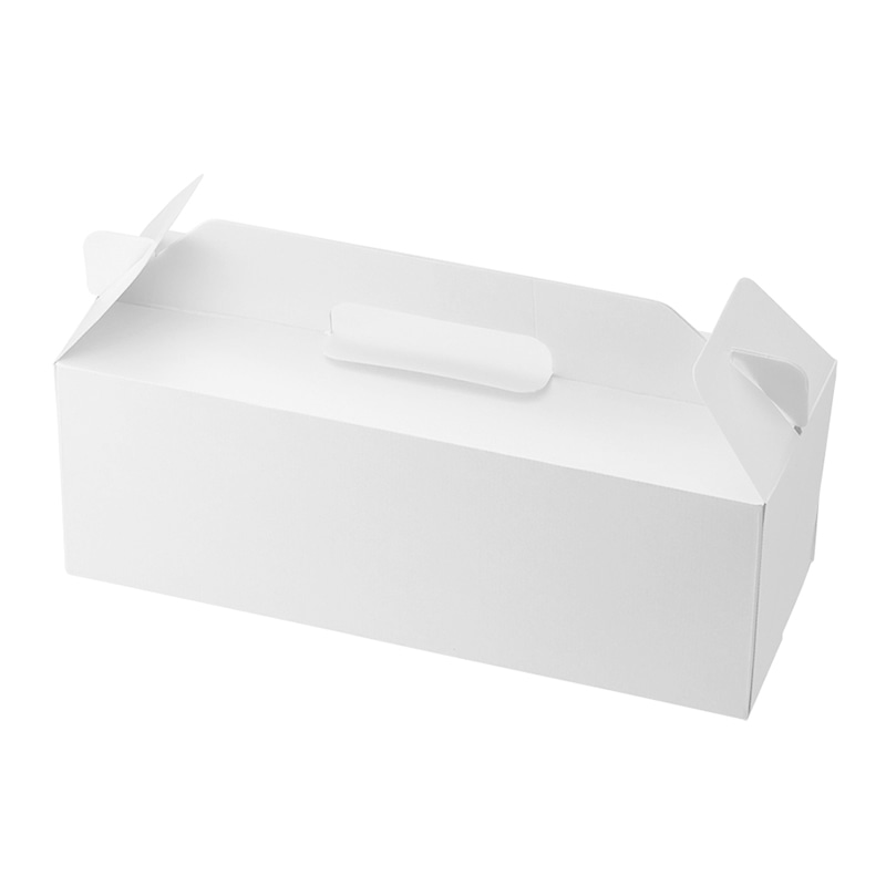 HEIKO 箱 スリムエコキャリーケーキ箱 10×28 ロールケーキ1本・ドーナツ6個用 ホワイト 50枚/包