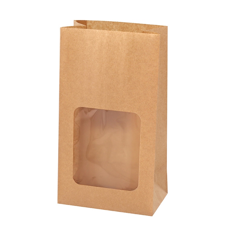 HEIKO NF(ノンフッ素)窓付耐油角底袋 No.4 未晒無地 100枚/袋