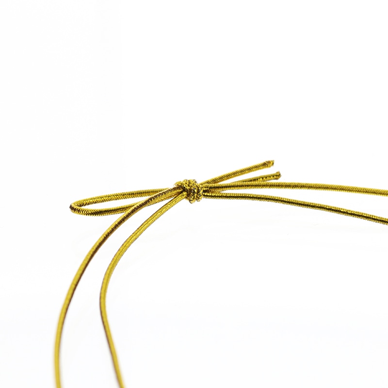 カラーゴム 細2重ゴム房 片花結び 折径16cm 金 50本/袋