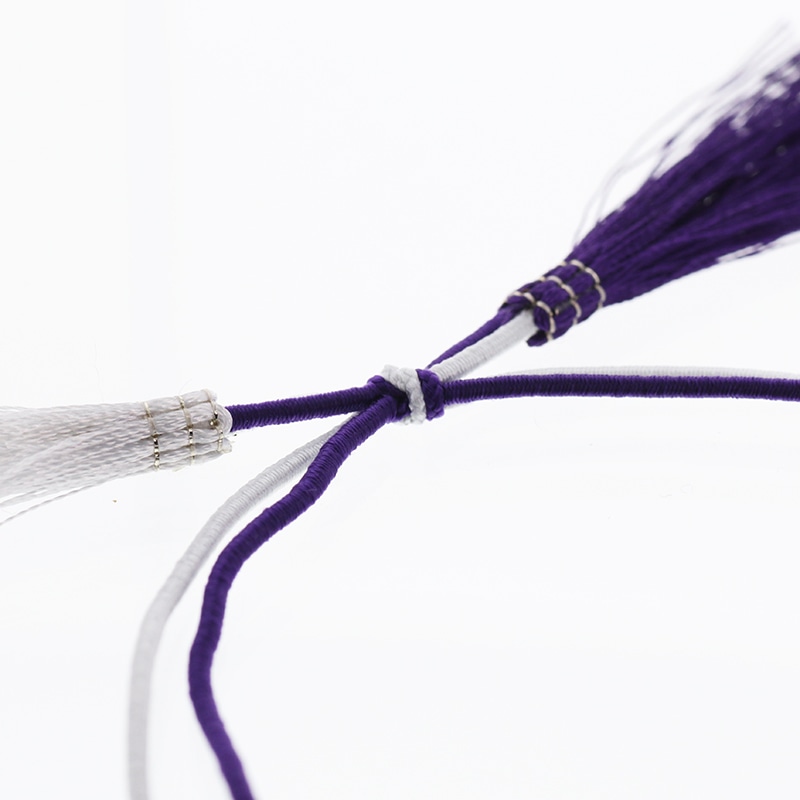 カラーゴム 細2重ゴム房 小 折径12cm 紫白 50本/袋