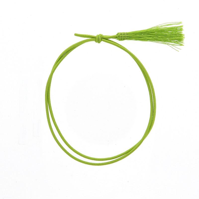 カラーゴム 彩ゴム房 2重 片花結び 折径11cm 黄緑 50本/袋