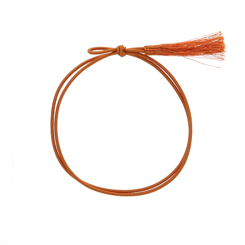 カラーゴム 彩ゴム房 2重 片花結び 折径11cm 茶 50本/袋