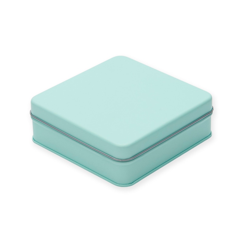 側島製罐 無地缶　キャンディ　スクエア缶  ミントブルー 1個（ご注文単位60個）【直送品】