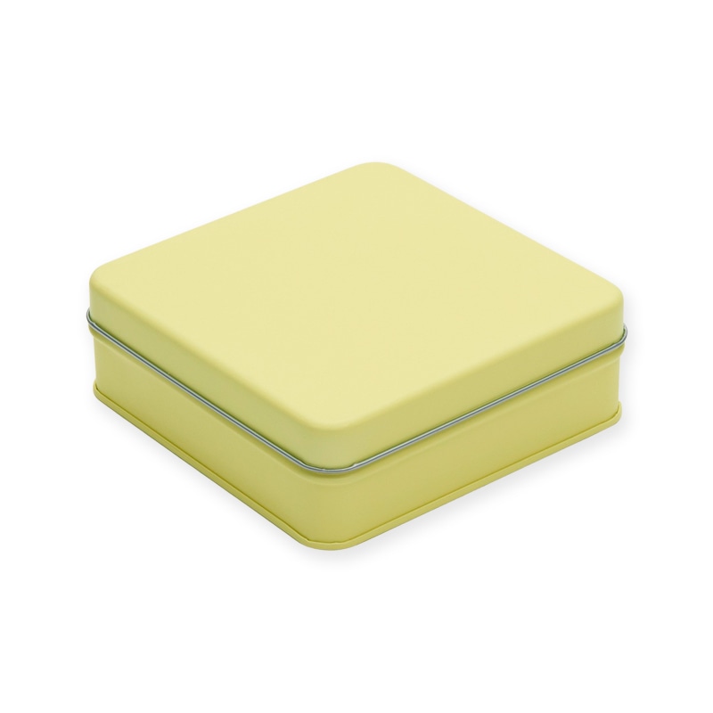 側島製罐 無地缶　キャンディ　スクエア缶  クリームイエロー 1個（ご注文単位60個）【直送品】