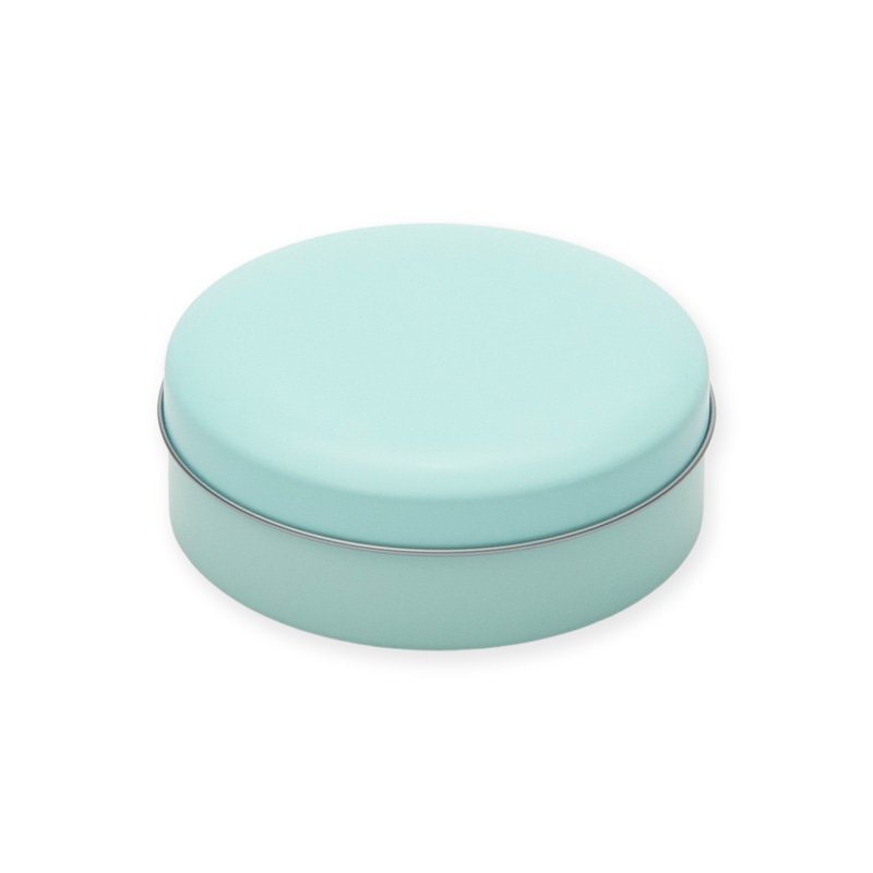側島製罐 無地缶　キャンディ　ラウンド缶  ミントブルー 1個（ご注文単位150個）【直送品】