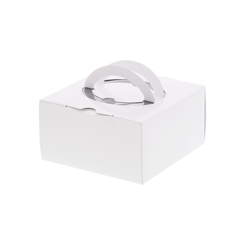 手付きケーキ箱 HCホワイト H80 4号 10枚/袋