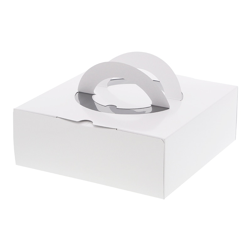 手付きケーキ箱 HCホワイト H80 6号 10枚/袋