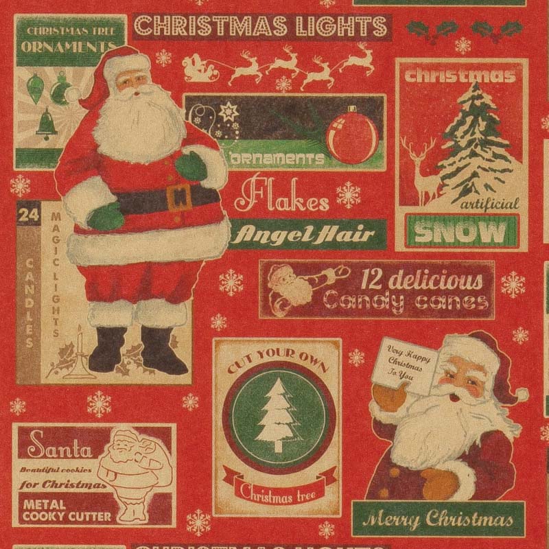 HEIKO クリスマス包装紙 半才 ヴィンテージサンタ 50枚/袋