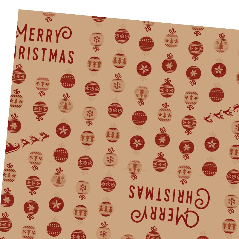 HEIKO クリスマス包装紙 半才 スノーオーナメント 50枚/袋