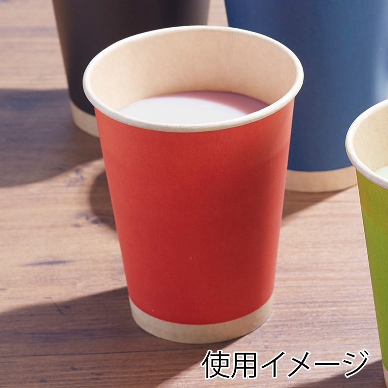 HEIKO 紙コップ(ペーパーカップ) アイス・ホット兼用 8オンス 口径80mm 未晒レッド 50個/袋