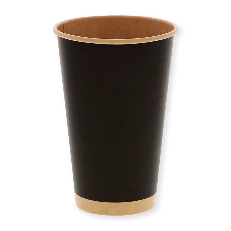 HEIKO 紙コップ(ペーパーカップ) アイス・ホット兼用 16オンス 口径90mm 未晒ブラック 25個/袋