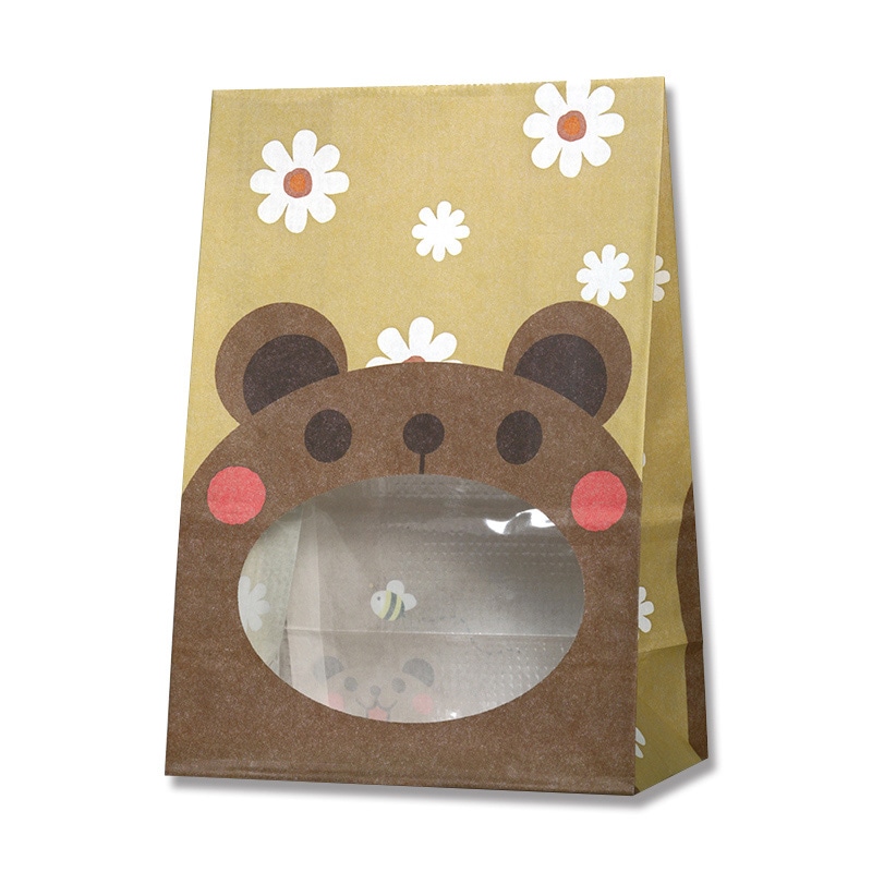 HEIKO 紙袋 窓付袋(内側ラミネート) パックンバッグ S1F クマ 50枚/袋