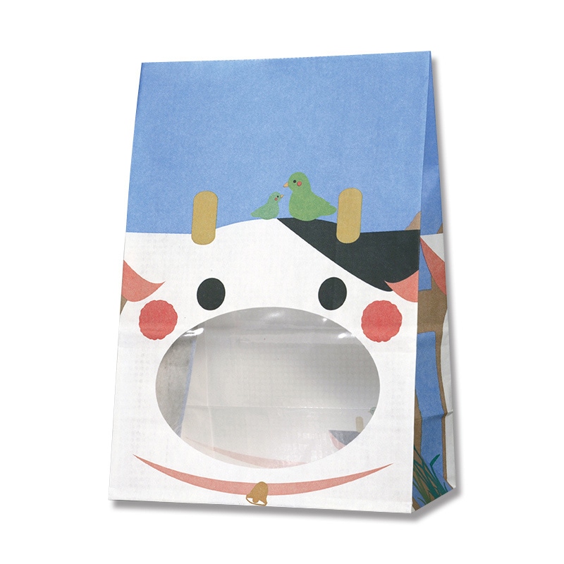 HEIKO 紙袋 窓付袋(内側ラミネート) パックンバッグ S1F ウシ 50枚/袋