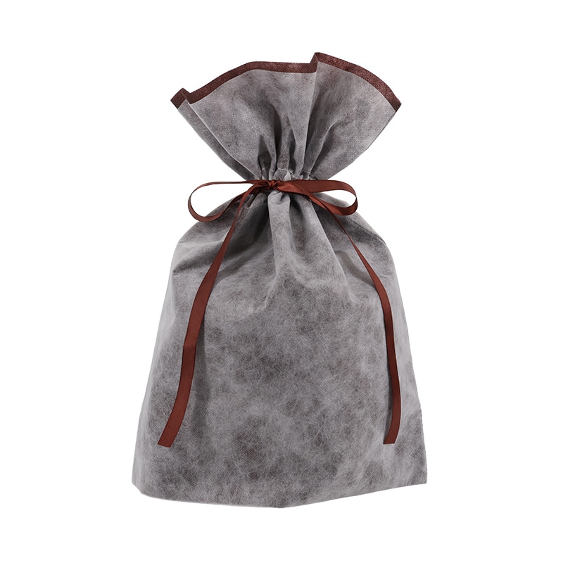 HEIKO 不織布製巾着袋 Fバッグ Wシャンテタイプ L 無地ブラウン 10枚/袋