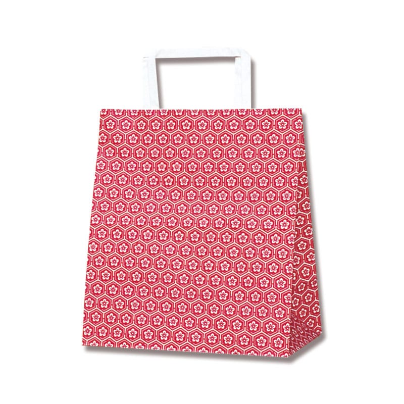 HEIKO 紙袋 H25チャームバッグ S2(平手) 梅小紋 赤 50枚/袋