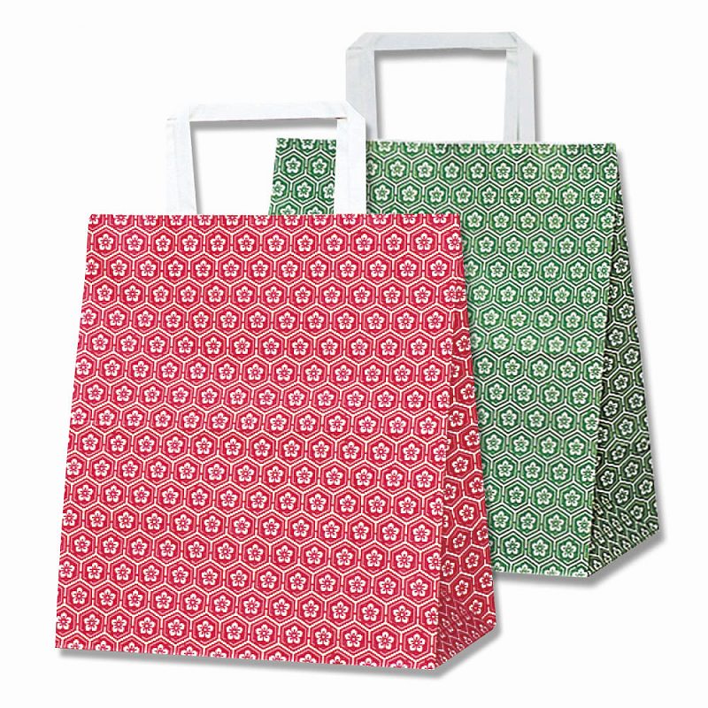 HEIKO 紙袋 H25チャームバッグ S2(平手) 梅小紋 赤 50枚/袋