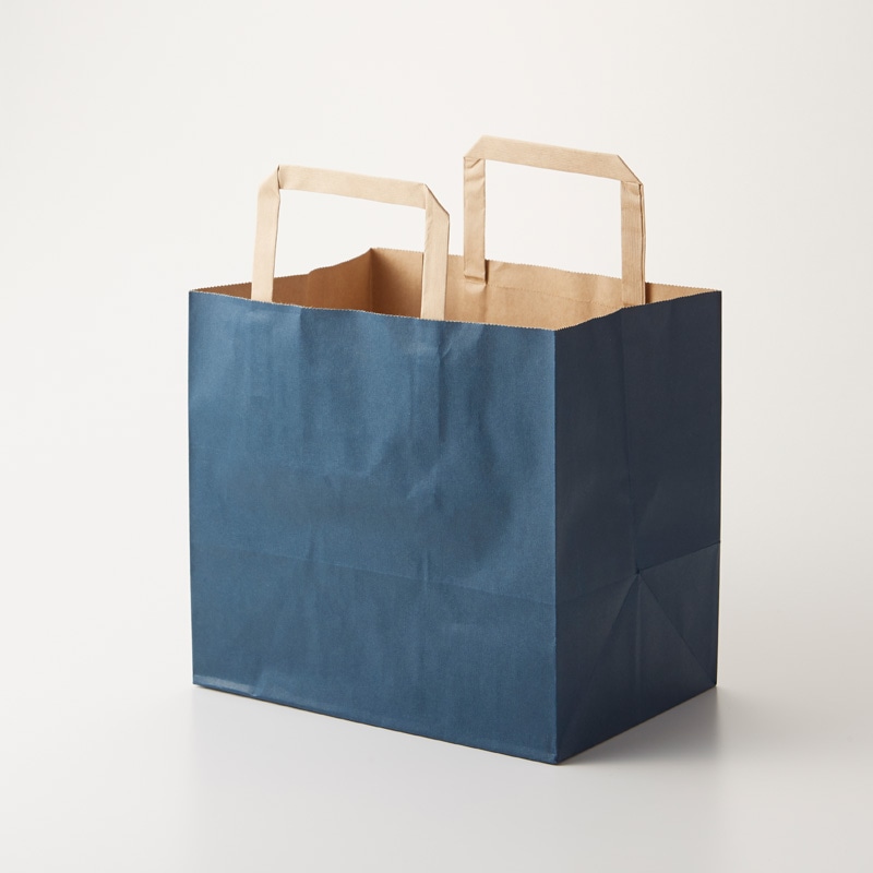 HEIKO 紙袋 Hフラットチャームバッグ 220-1(平手) 未晒ネイビー 無地 50枚/袋