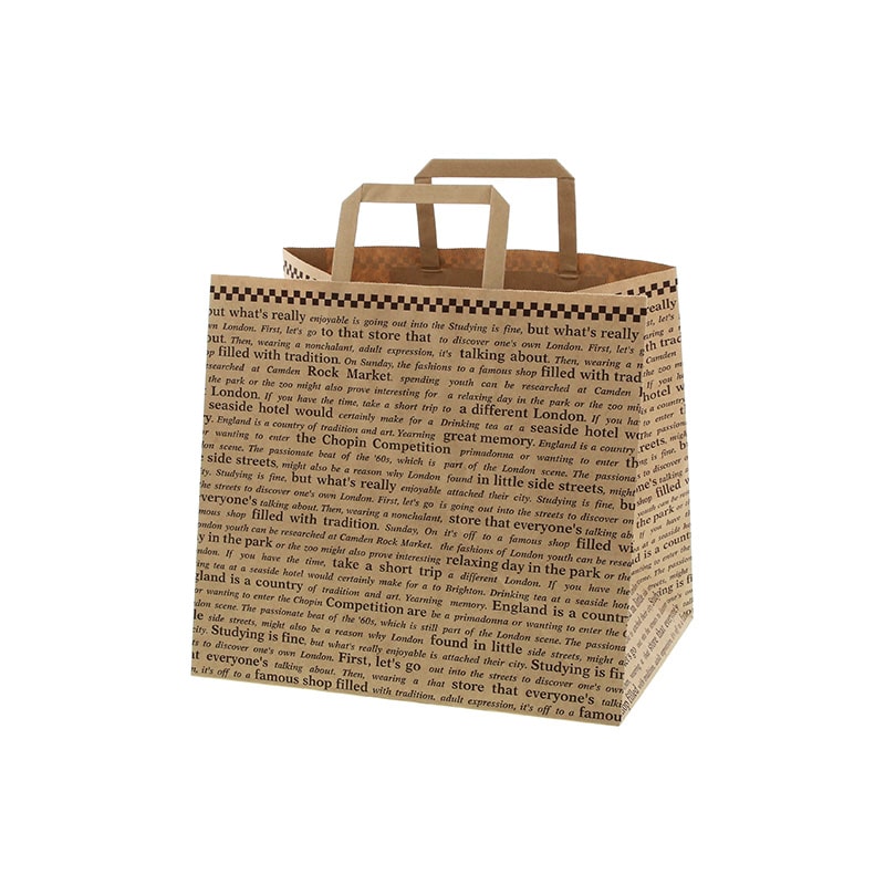 HEIKO 紙袋 Hフラットチャームバッグ 300-1(平手) 未晒チェッカー 50枚/袋