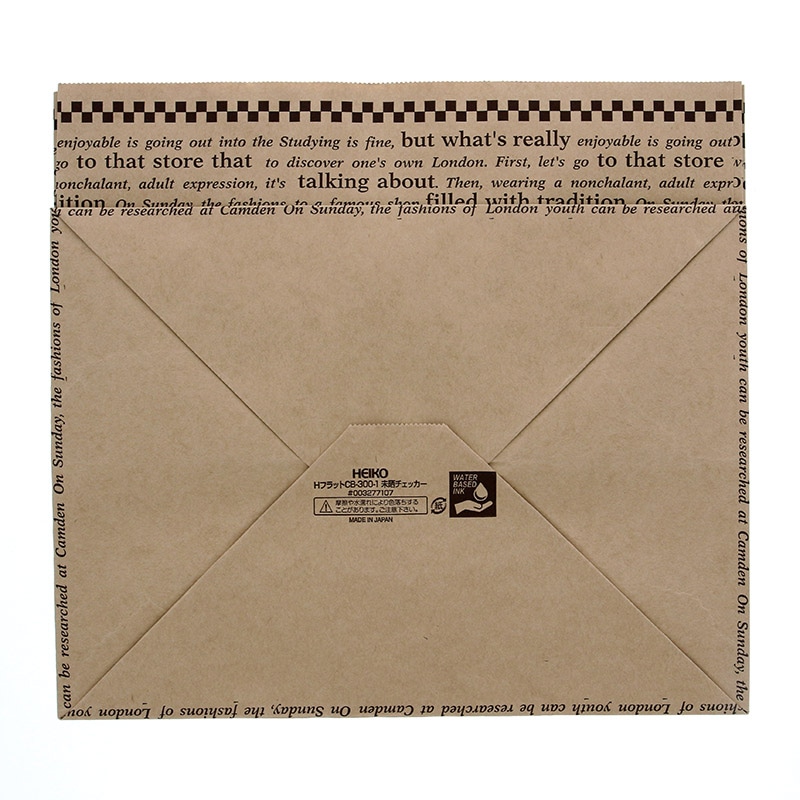 HEIKO 紙袋 Hフラットチャームバッグ 300-1(平手) 未晒チェッカー 50枚/袋