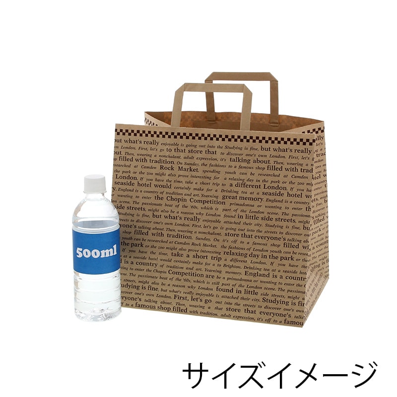 HEIKO 紙袋 Hフラットチャームバッグ 300-1(平手) 未晒チェッカー 50枚/袋