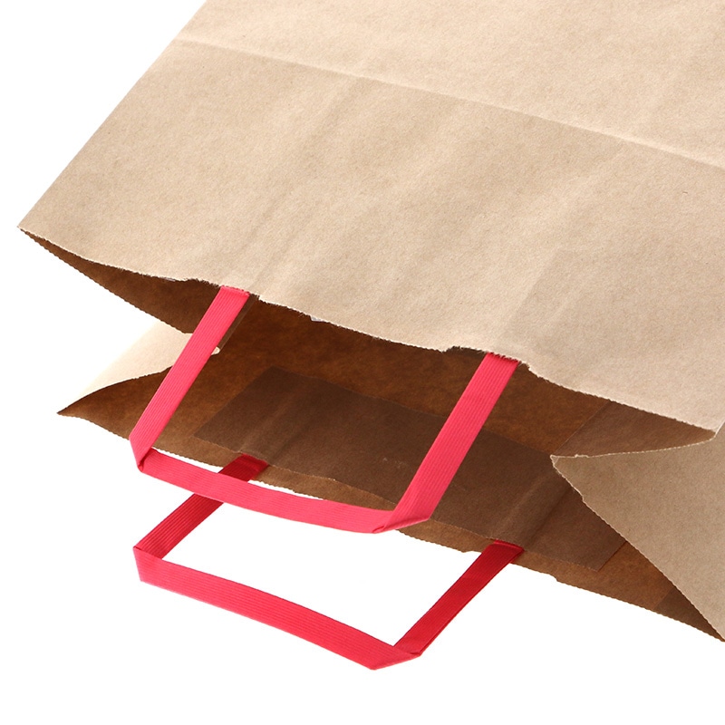 HEIKO 紙袋 H25チャームバッグ E判(平手) 未晒無地 赤紐 50枚/袋