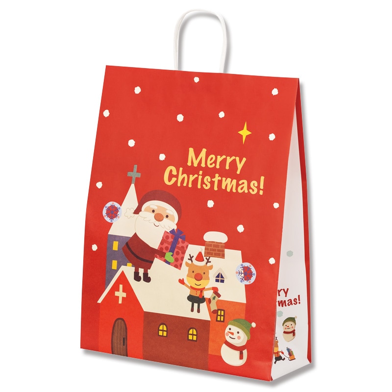 HEIKO クリスマス手提げ紙袋 25チャームバッグ カスタム判 サンタの贈り物 50枚/袋