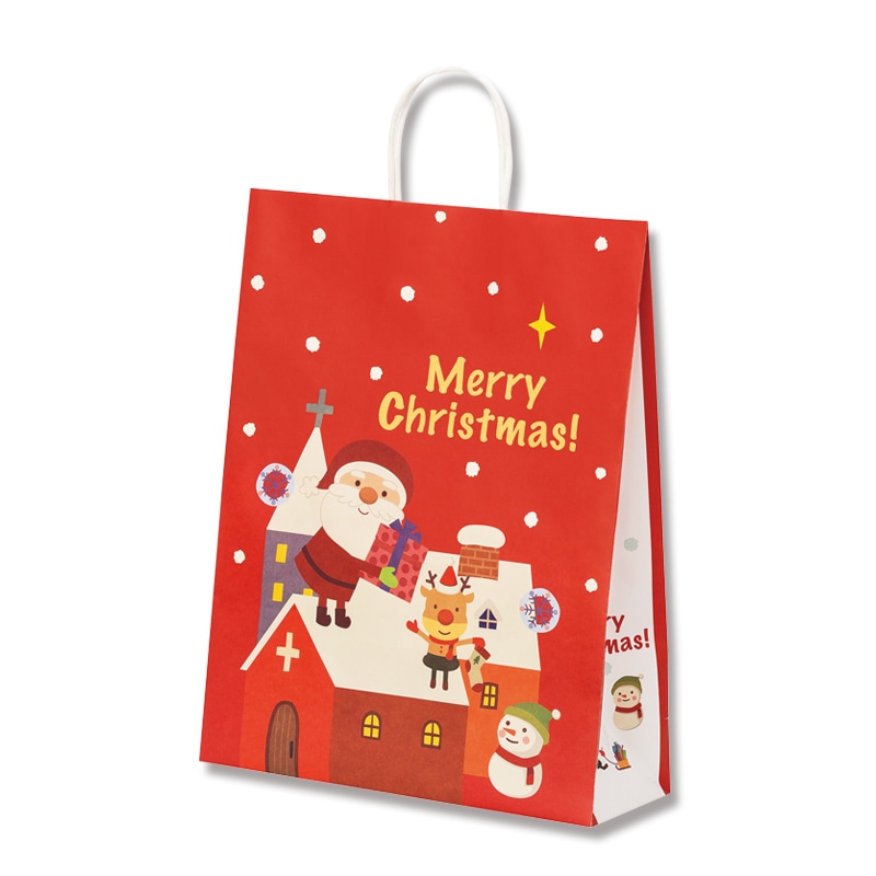 HEIKO クリスマス手提げ紙袋 25チャームバッグ 2才 サンタの贈り物 50枚/袋