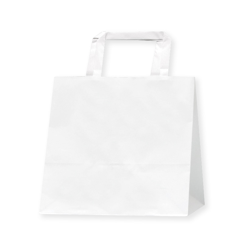 HEIKO 手提げ紙袋 Hフラットチャームバッグ 平手 220-1 白無地 50枚/袋