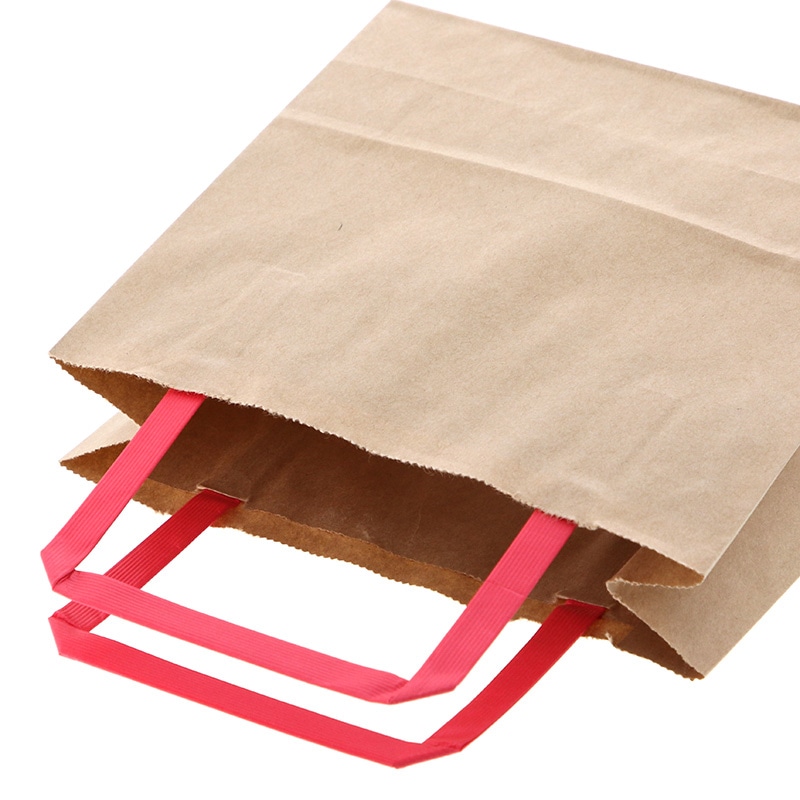 HEIKO 紙袋 H25チャームバッグ 18-2(平手) 未晒無地 赤紐 50枚/袋