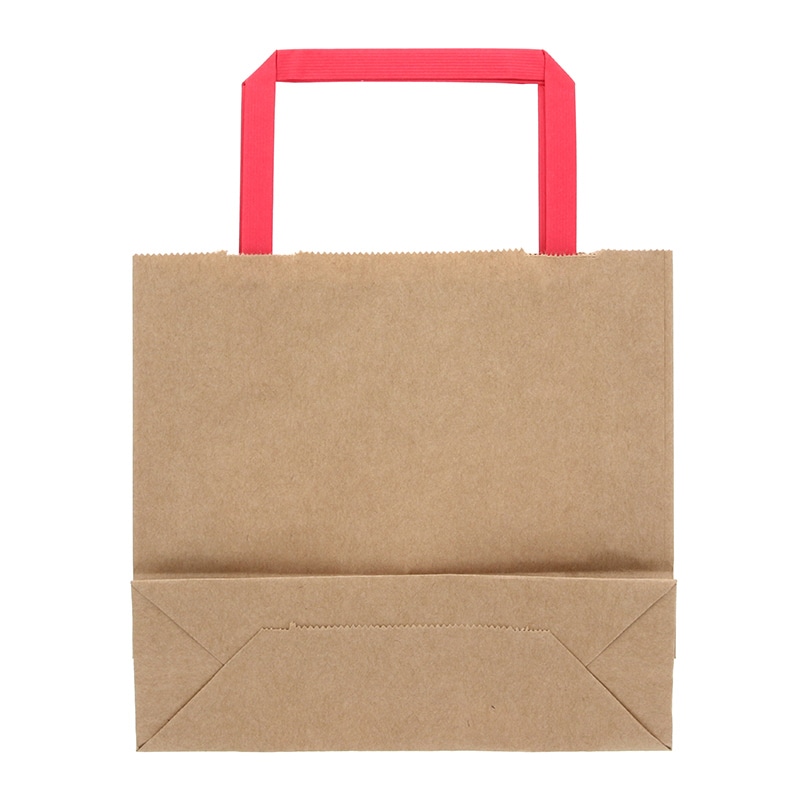 HEIKO 紙袋 H25チャームバッグ 18-2(平手) 未晒無地 赤紐 50枚/袋