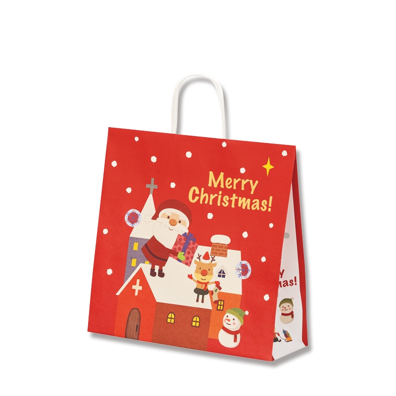 HEIKO クリスマス手提げ紙袋 25チャームバッグ 3才 サンタの贈り物 50枚/袋