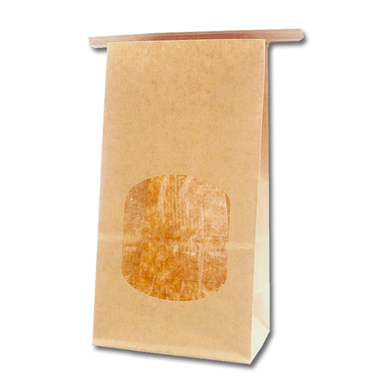 HEIKO 紙袋 窓付袋(内側ラミネート) ワイヤー付 12-6 未晒無地 10枚/袋