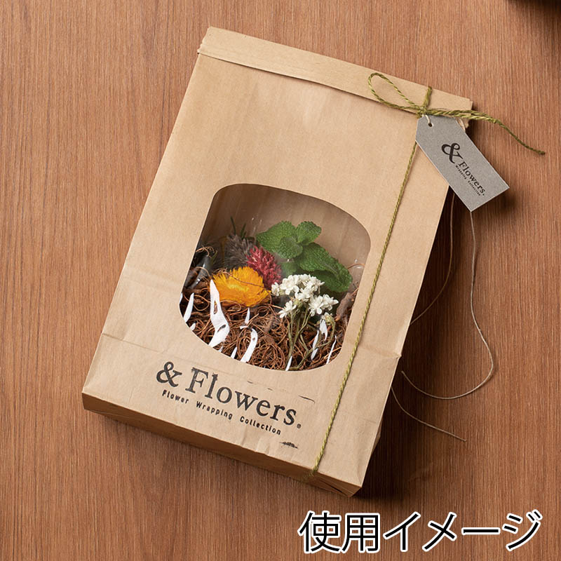 HEIKO 紙袋 窓付袋(内側ラミネート) ワイヤー付 15.5-7 未晒無地 10枚/袋