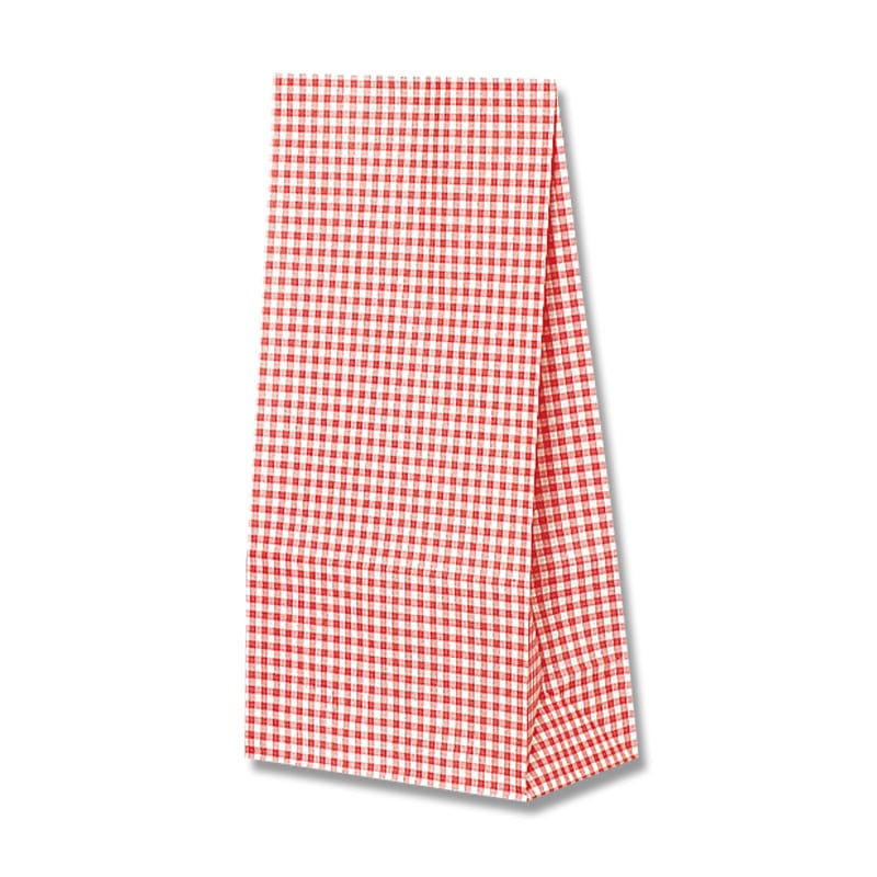 HEIKO 紙袋 角底袋 No.8 ギンガムミニ赤 100枚/袋