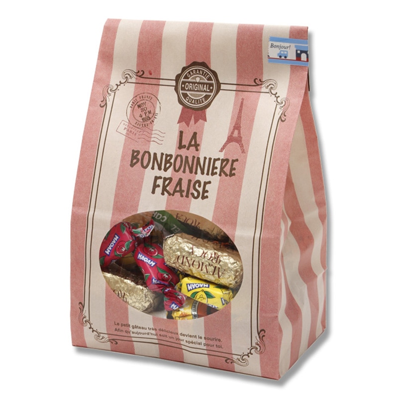 HEIKO 紙袋 窓付袋(内側ラミネート) No.4 ストライプパリ 50枚/袋