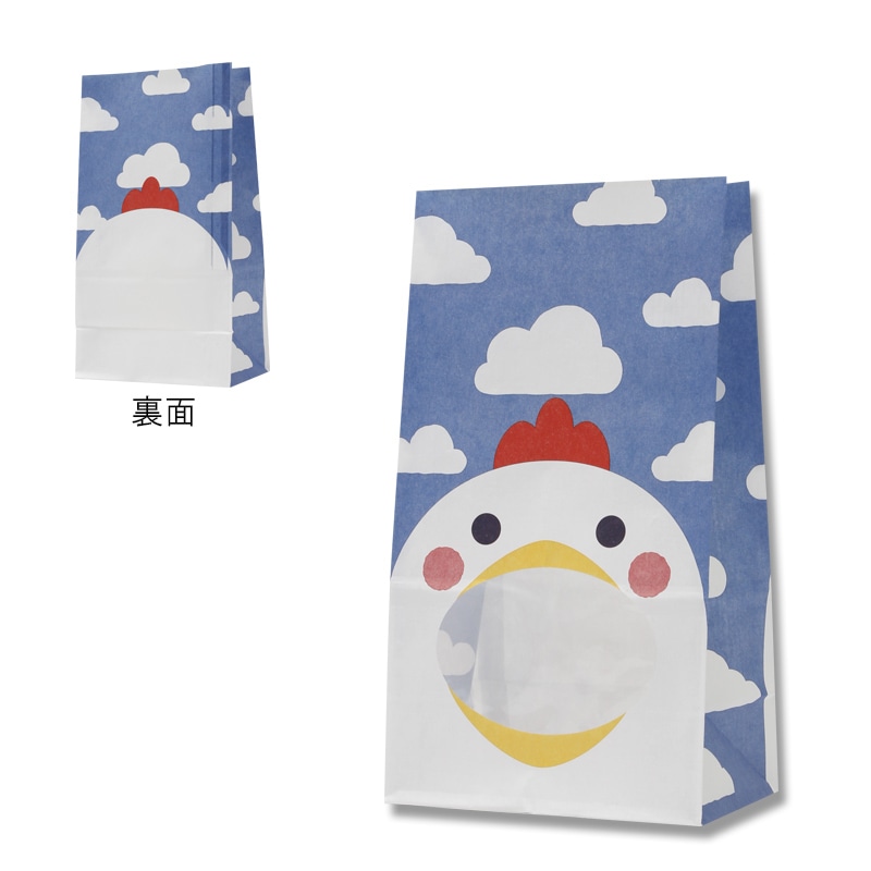 HEIKO 紙袋 窓付袋(内側ラミネート) パックンバッグ No.4 ニワトリ 50枚/袋